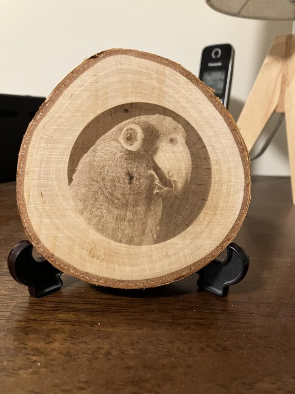Laser engraved image.