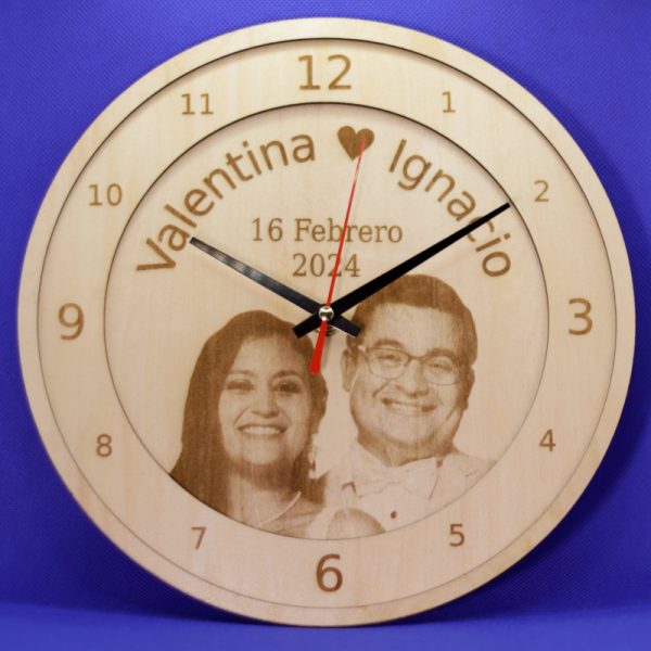 Wood Clock Personalized 25cm - Multi Layers (3) - Natural