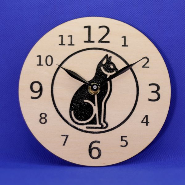 Wood Clock Personalized 18cm - Simple - Painted in black
