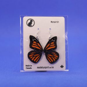 Monarch butterfly earrings, package front